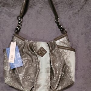 Light Green & Gray Snake Skin Patterned Simply Vera Vera Wang Shoulder Bag